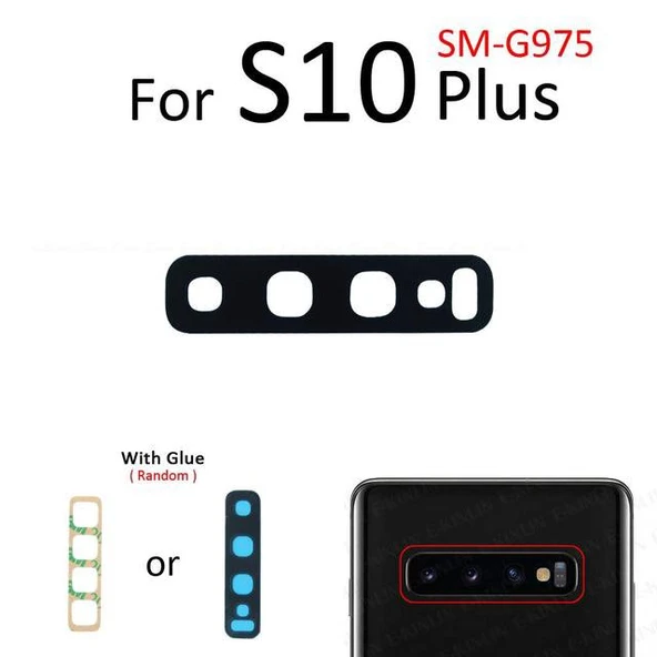 Samsung Galaxy S10 PLUS Arka Kamera Camı Lens Yapışkanlı ürün görseli 1