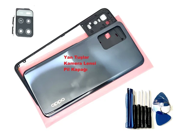 Oppo A54 KASA Arka Pil Batarya Kapağı (TAMİR SETİ) SİYAH ürün görseli 1