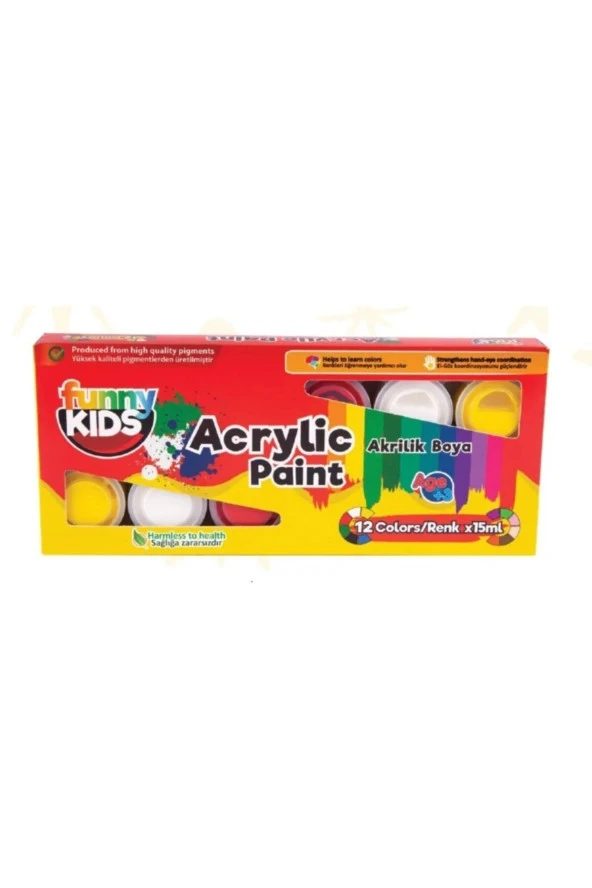 Funny Kids Akrilik Boya 15 ML 12 Renk Akrilik Boya ürün görseli 1