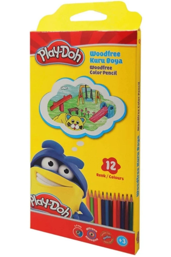 Play-Doh Kuru Boya Woodfree Altıgen 12 Renk Kuru Boya Kalemi ürün görseli 1