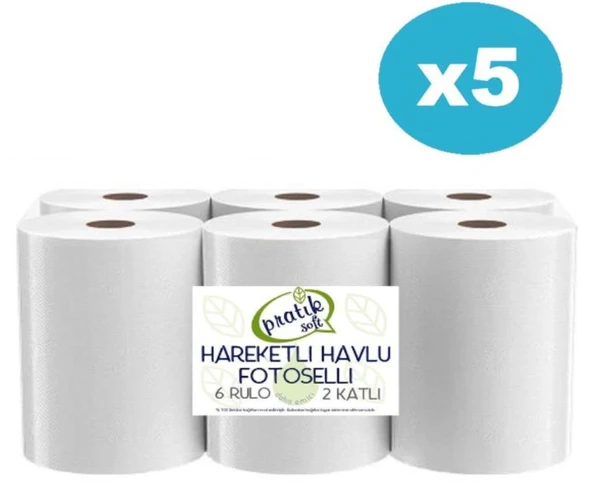 Pratiksoft 5 Koli 21 cm Fotoselli Hareketli Kağıt Havlu 30 Rulo ürün görseli 1
