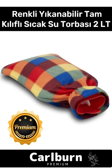 Premium Büyük Boy Kauçuk Yıkanabilir Polar Kılıflı Termofor Regl Kötü Hava Sıcak Su Torbası 2 Lt ürün görseli 1