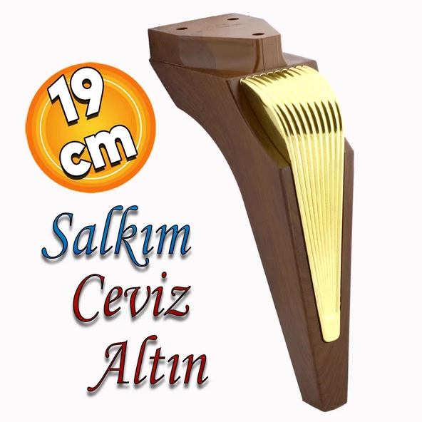 Salkım Mobilya Oturma Grubu Kanepe Tv Ünitesi Konsol Koltuk Ayağı Ayakları Ceviz Altın 19 Cm ürün görseli 1