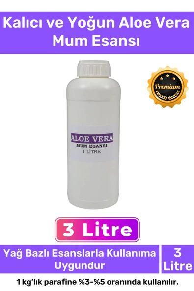 Özel Üretim Kalıcı Yoğun Kaliteli Yağ Bazlı Tüm Ürünlerle Kullanıma Uygun Aloe Vera Mum Esansı 3 LT ürün görseli 1