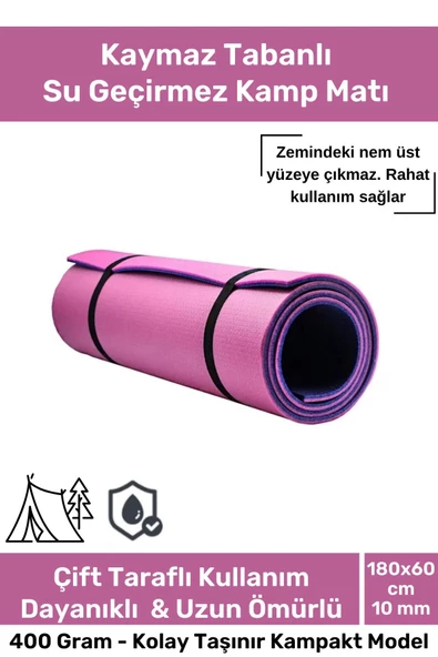 Premium Su Geçirmez Konforlu Taşıma Askılı Çift Taraflı Zemin Çadır Uyku Kamp Matı Yer Minderi 10 mm ürün görseli 1