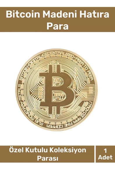 Özel Kutulu Hediyelik Kripto Hatıra Koleksiyon Bitcoin Madeni Para Altın Rengi 1 Adet ürün görseli 1