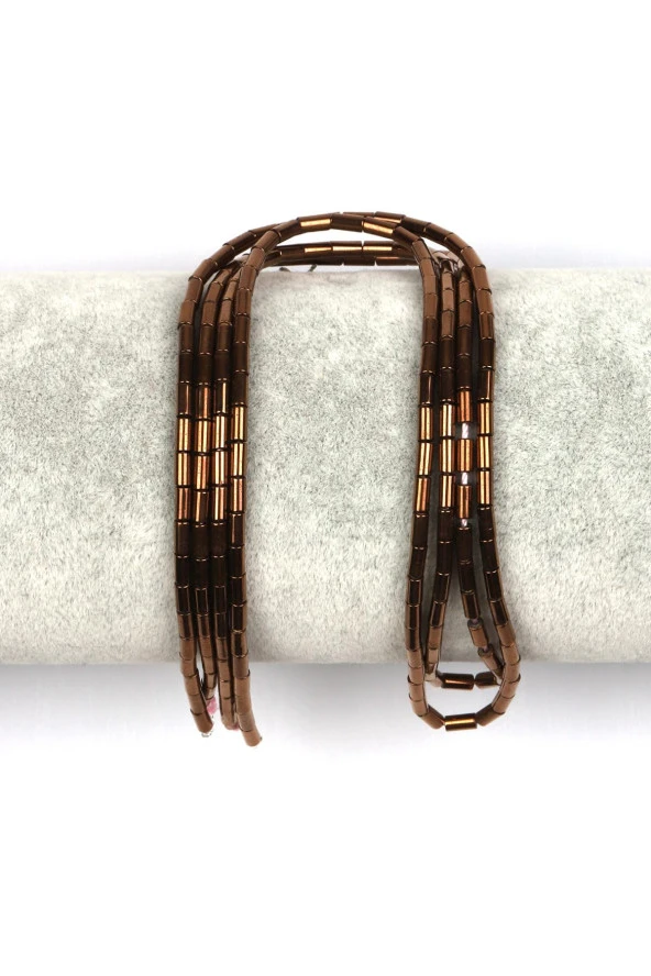 Bakır Renk Hematit Dizi 2 x 4 mm Boru Kesim ürün görseli 1