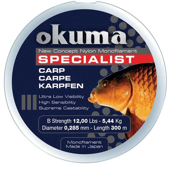 Okuma Carp 300 mt 28,00 lb 12,73 kg 0,43 mm Camou Misina ürün görseli 1