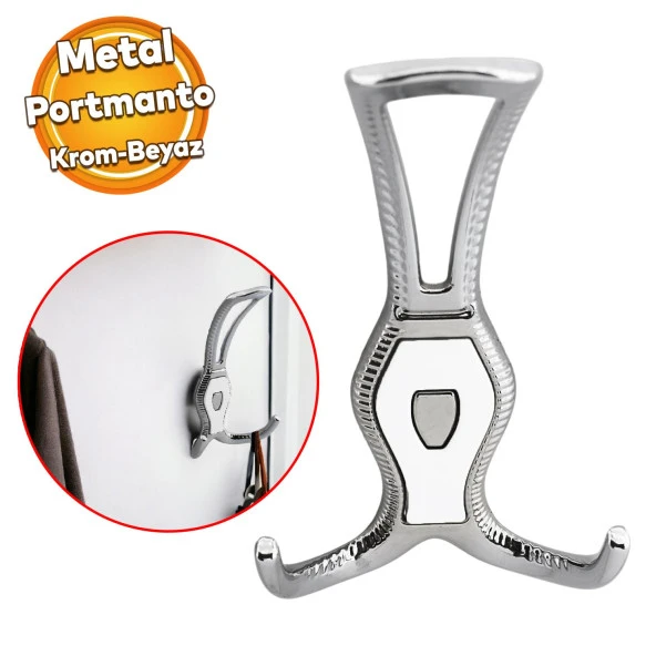 Galata Askı Portmanto Metal Vestiyer Duvar Dolap Elbise Askısı Krom Beyaz Mobilya Askılığı Aparat ürün görseli 1