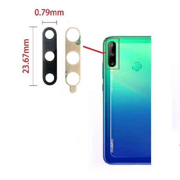 Tkgz - P40 Lite E Arka Kamera Camı Lens Yapışkanlı ürün görseli 1