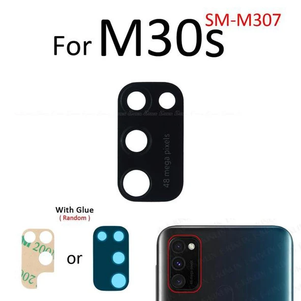 Tkgz Samsung Galaxy M30S Arka Kamera Camı Lens Yapışkanlı ürün görseli 1