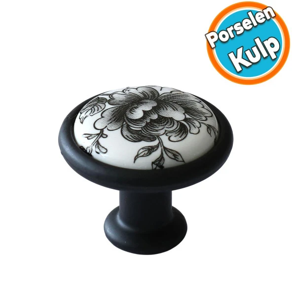 Porselen Siyah Kulp Mobilya Mutfak Dolabı Düğme Çekmece Dolap Kulpları Kapak Kulpu Kulbu ürün görseli 1