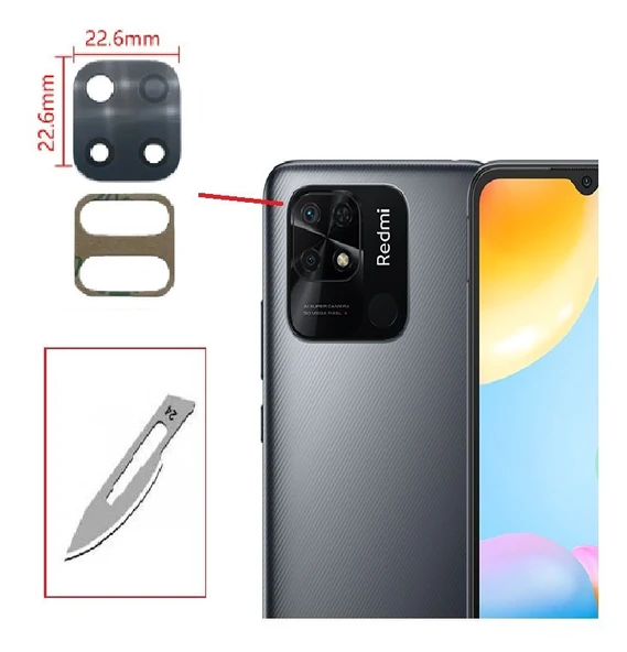 Tkgz Xiaomi Redmi 10C Arka Kamera CAM Lensi + Bistüri Ucu ürün görseli 1