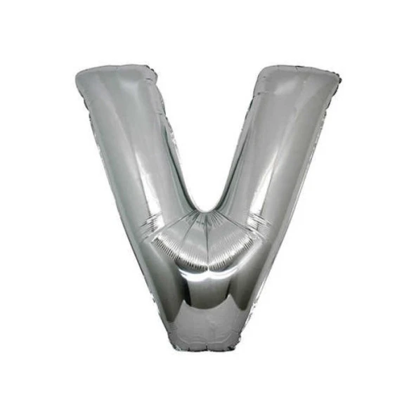 V Harf Gümüş Folyo Balon 34 inc 80 cm ürün görseli 1