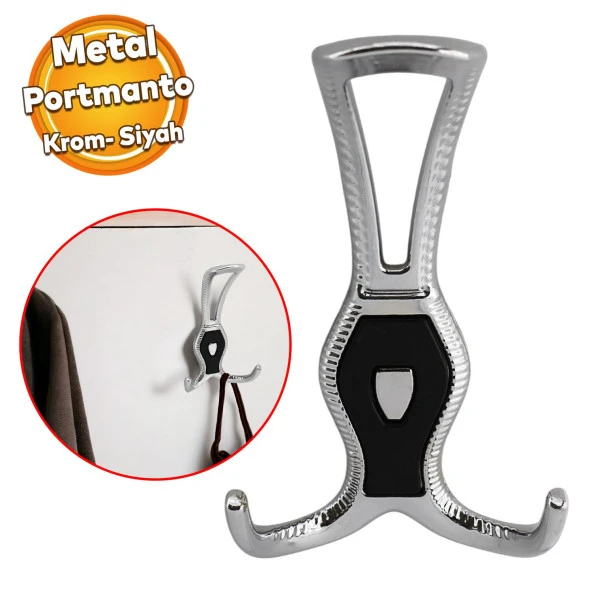 Galata Askı Portmanto Metal Vestiyer Duvar Dolap Elbise Askısı Krom Siyah Mobilya Askılığı Aparat ürün görseli 1