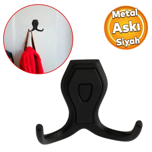 Galata Askı Vestiyer Mobilya Duvar Askısı Metal Dolap Elbise Askılığı Siyah Renk Siyah Kapaklı ürün görseli 1