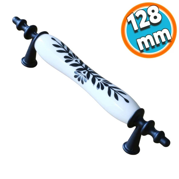 Porselen Siyah Beyaz 128 mm Kulplar Mobilya Mutfak Dolabı Çekmece Dolap Kapak Kulpu Kulbu ürün görseli 1