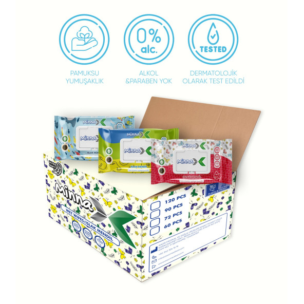 Minnax Islak Mendil 120li 12 Paket (12X120 1440 Yaprak) ürün görseli 1