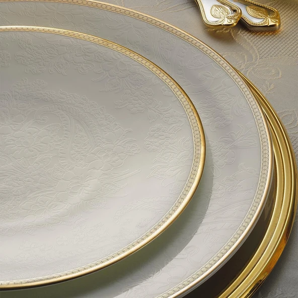 Evaliza Coupe Paisley Gold 60 Parça 12 Kişilik Yemek Takımı ürün görseli 1