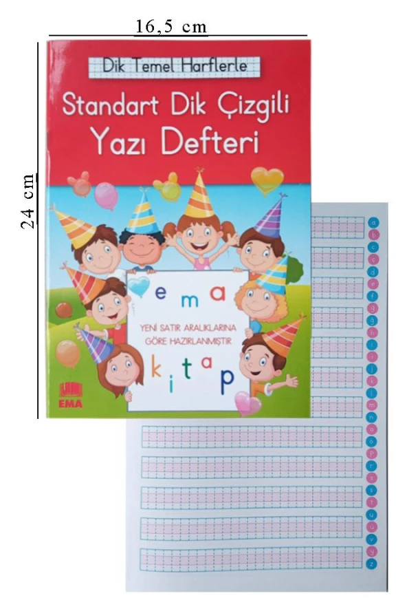 Güzel Yazı Defteri Orta Boy Dik Çizgili 16,5x24 cm 24 Yaprak 1 Adet Standart Dik Çizgili Yazı Defteri Dik Temel Harflerle 1. Sınıf ürün görseli 1