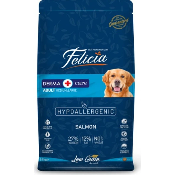 Felicia Hypo-Allergenic Somonlu Düşük Tahıllı Yetişkin Köpek Maması 15Kg ürün görseli 1