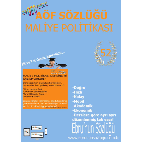 AÖF İİBF Ebrunun Sözlüğü Maliye Politikası E- Sözlük ürün görseli 1