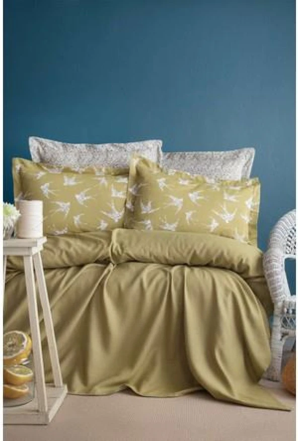 Apricitas Home Bambu Freely Olive tek kişilik pike set %100 pamuk ürün görseli 1