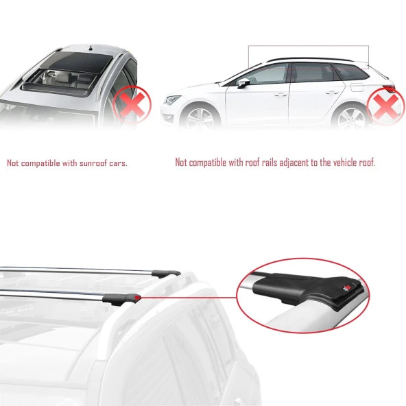 Dodge Journey 2008 ve Sonrası ile Uyumlu FLY Model Ara Atkı Tavan Barı GRİ ürün görseli 1