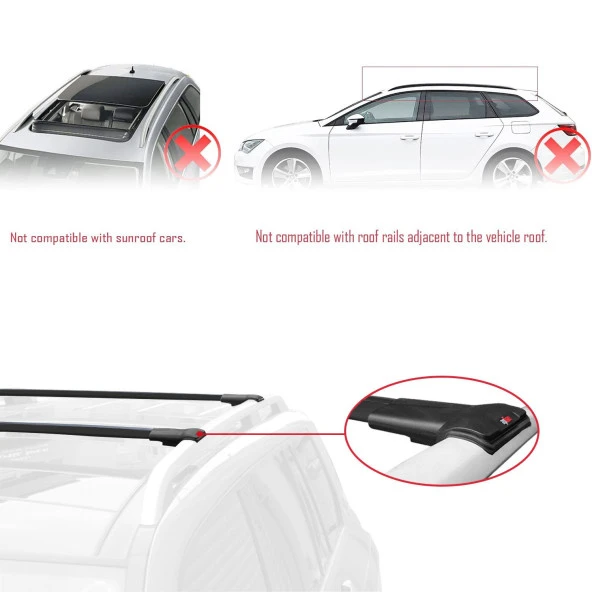 Fiat Freemont 2011-2015 Arası ile Uyumlu FLY Model Ara Atkı Tavan Barı SİYAH ürün görseli 1