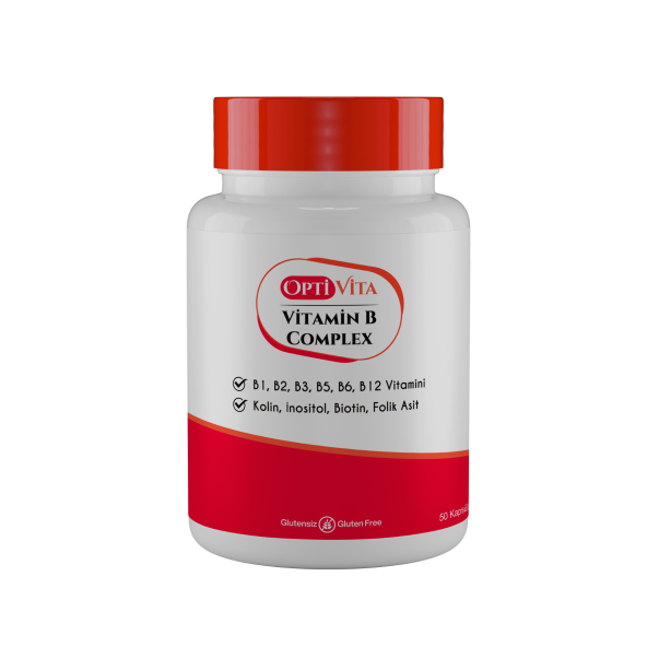 Optivita Vitamin B Complex 50 Kapsül B1, B2, B3, B5, B6, B12 Vitaminleri, Kolin, İnositol, Folik Asit, Biotin ürün görseli 1