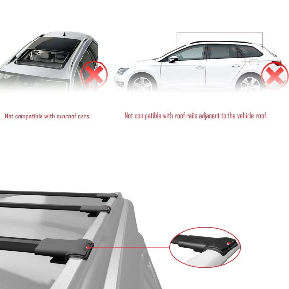 Kia Grand Carnival (VQ) 2006-2014 Arası ile Uyumlu FLY Model Ara Atkı Tavan Barı SİYAH 3 ADET BAR ürün görseli 1