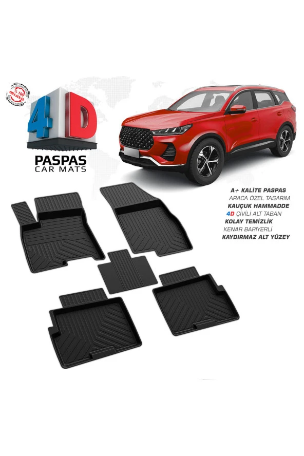 Chery Tiggo 7 Pro 4D Havuzlu Paspas 2022 Üzeri A+Kalite ürün görseli 1