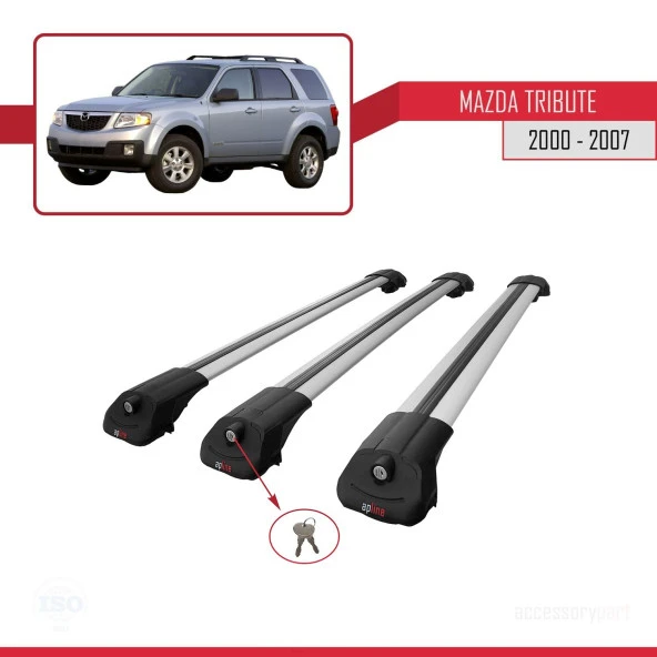 Mazda Tribute 2000-2007 Arası ile Uyumlu ACE-1 Ara Atkı Tavan Barı GRİ 3 ADET BAR ürün görseli 1