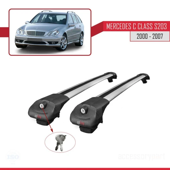 Mercedes C Class (S203) 2000-2007 Arası ile uyumlu ACE-1 Ara Atkı Tavan Barı GRİ ürün görseli 1