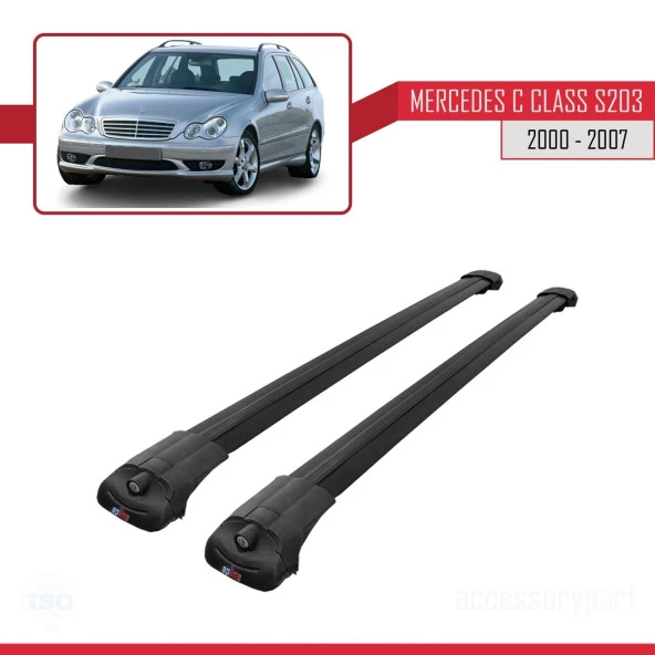 Mercedes C Class (S203) 2000-2007 Arası ile uyumlu ACE-1 Ara Atkı Tavan Barı SİYAH ürün görseli 1