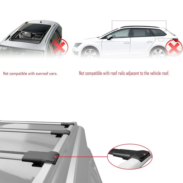 Mitsubishi Airtrek 2001-2008 Arası ile uyumlu FLY Model Ara Atkı Tavan Barı GRİ 3 ADET BAR ürün görseli 1