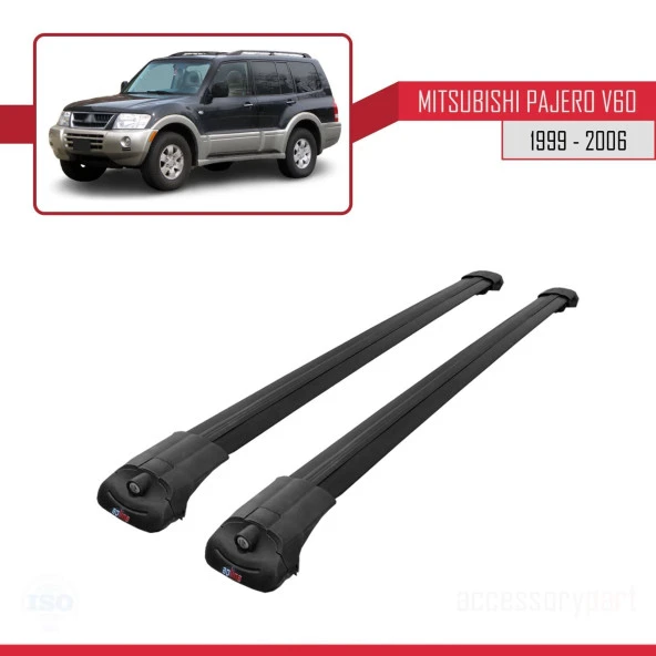 Mitsubishi Pajero (V60) 5 Kapı 1999-2006 Arası ile uyumlu ACE-1 Ara Atkı Tavan Barı SİYAH ürün görseli 1
