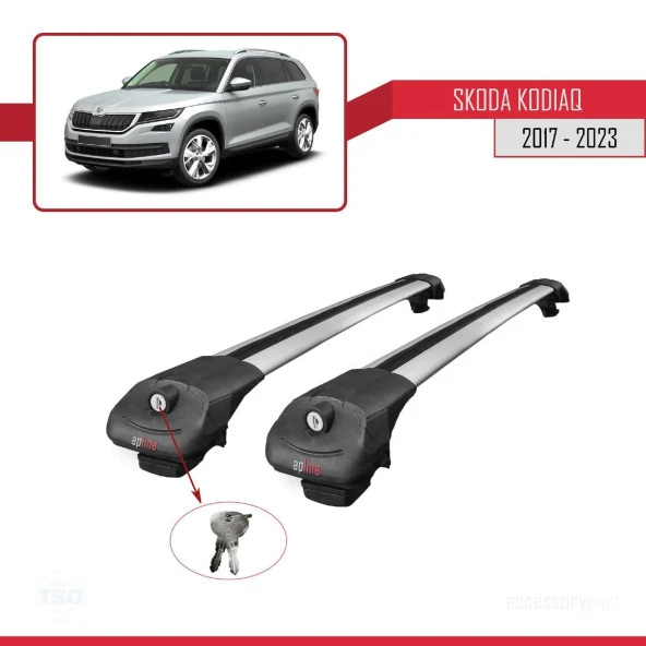 Skoda Kodiaq 2017-2023 Arası ile uyumlu ACE-1 Ara Atkı Tavan Barı GRİ ürün görseli 1