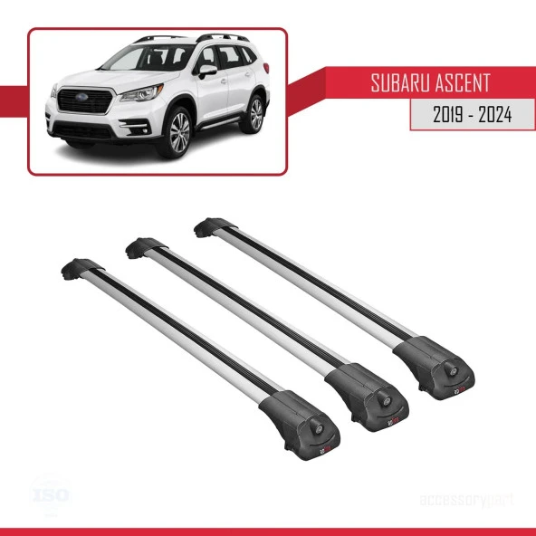 Subaru Ascent 2019 ve Sonrası ile uyumlu ACE-1 Ara Atkı Tavan Barı GRİ 3 ADET BAR ürün görseli 1