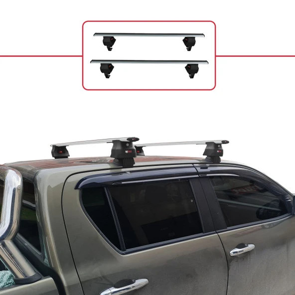 Toyota Hilux (AN130) 2015 ve Sonrası ile uyumlu ACE-4 Ara Atkı Tavan Barı GRİ ürün görseli 1