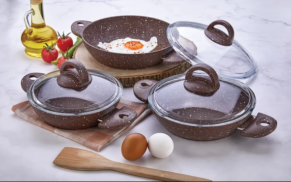Saflon Granit Line 6 Parça 18-20-22 Cm Sahan Set ürün görseli 1