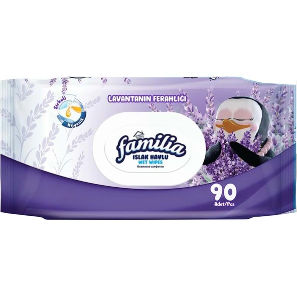 Familia Islak Havlu Mendil Lavantanın Ferahlığı 90 Yaprak Plastik Kapaklı Tekli Pk ürün görseli 1