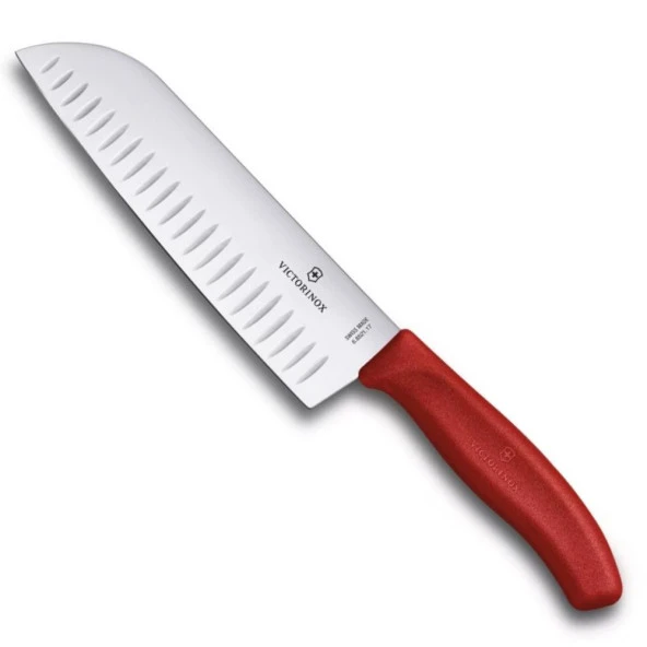 Victorinox SwissClassic 17cm Santoku Bıçağı Oluklu 6.8521.17B Kırmızı ürün görseli 1