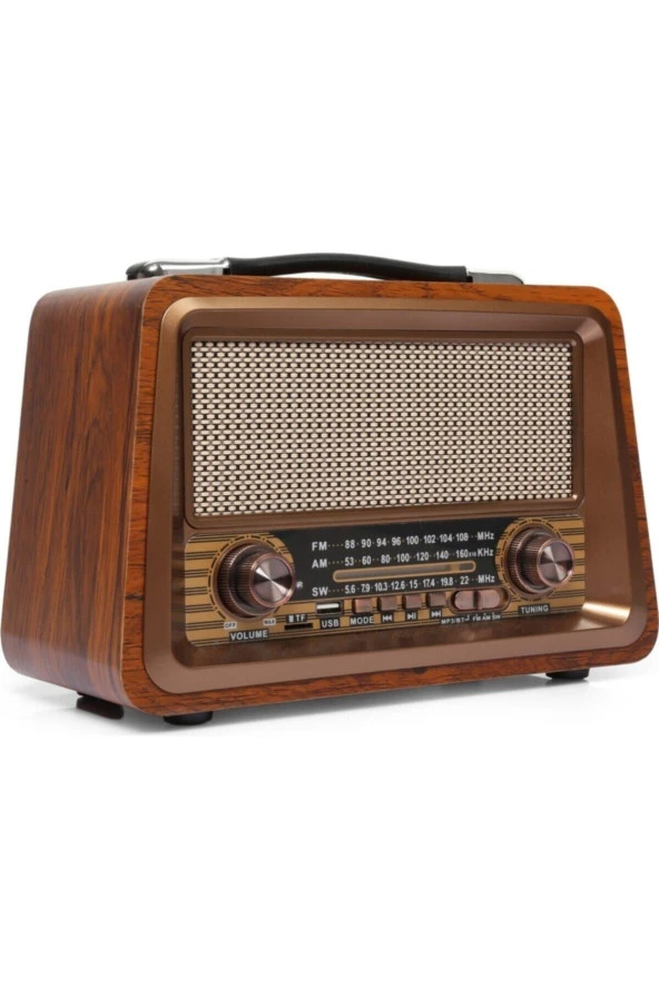 Nostaljik Radyo Gerçek Ahşap Eskitme Bluetooth Hoparlör Mp3 Çalar Müzik Kutusu ürün görseli 1