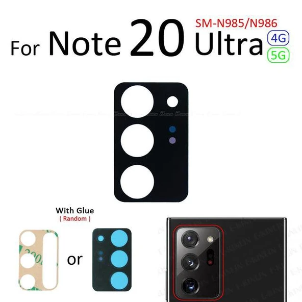 Tkgz Samsung Galaxy NOTE 20 ULTRA Arka Kamera Camı Lens Yapışkanlı ürün görseli 1