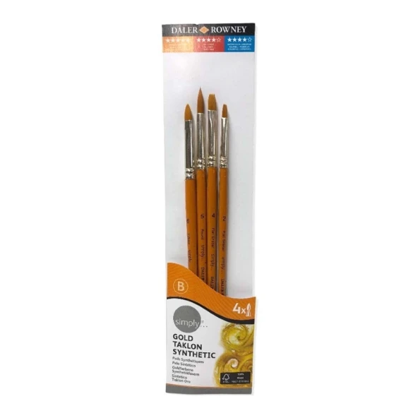 Daller Rowney Gold Taklon Sentetik Fırça Seti 4 lü 216920403 ürün görseli 1