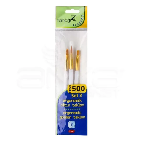 Fanart Ergonomik Altın Taklon Fırça Seti 500 Seri 3lü Set 3 ürün görseli 1