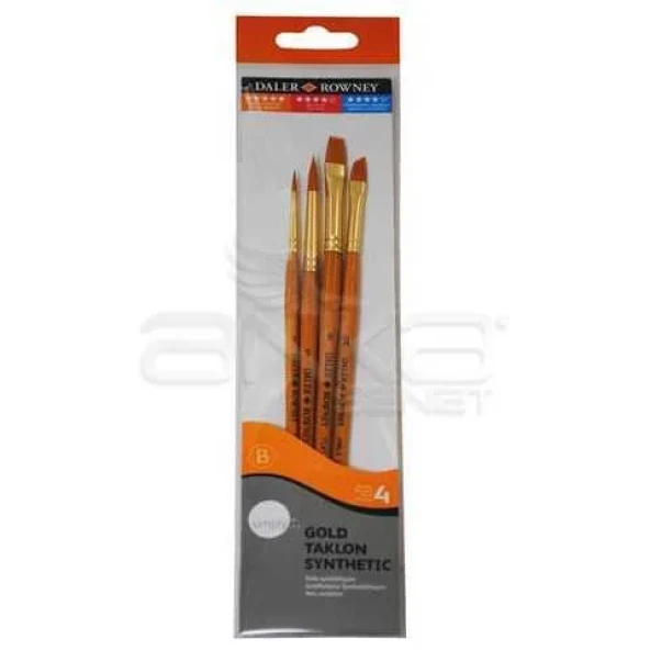 Daler Rowney Simply Gold Taklon Synthetic 4lü Fırça Seti Kod:400 ürün görseli 1