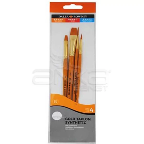 Daler Rowney Simply Gold Taklon Synthetic 4lü Fırça Seti Kod:402 ürün görseli 1
