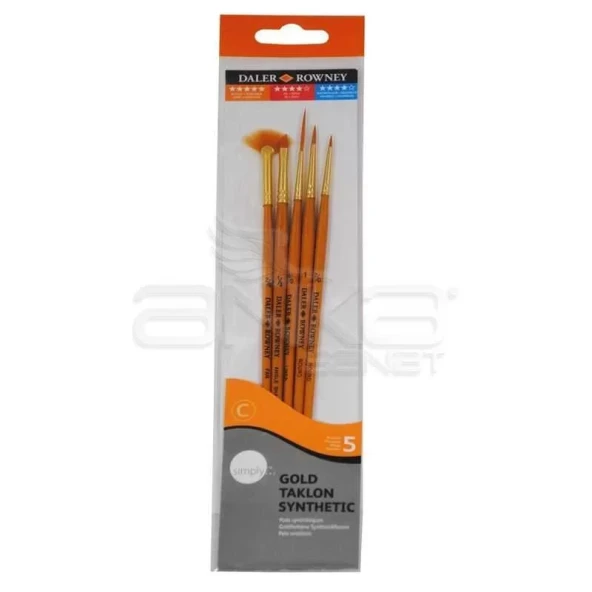 Daler Rowney Simply Gold Taklon Synthetic 5li Fırça Seti Kod:500 ürün görseli 1